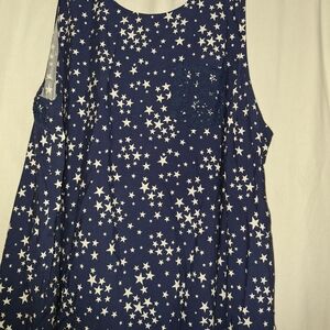 Lane Bryant Blue and White Tank Top with Star Print